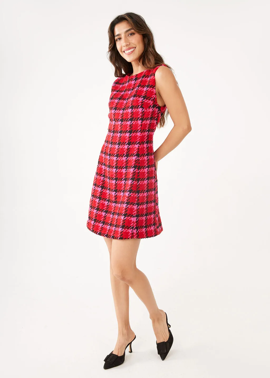 Avery Dress Red Multi Houndstooth sold by Abbey Glass product image thumbnail 2