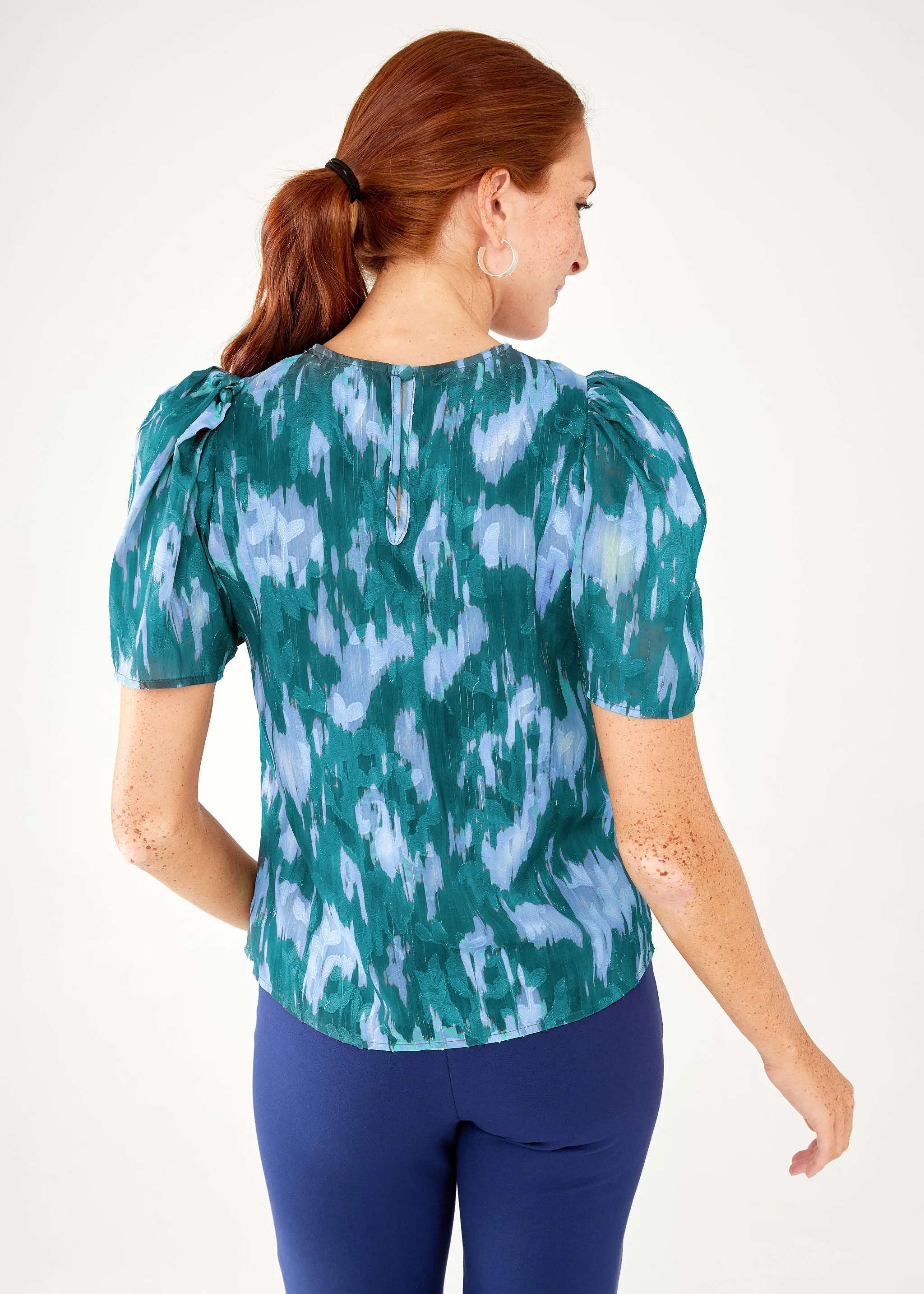 Marty Top Teal Ikat Chiffon sold by Abbey Glass product image thumbnail 3