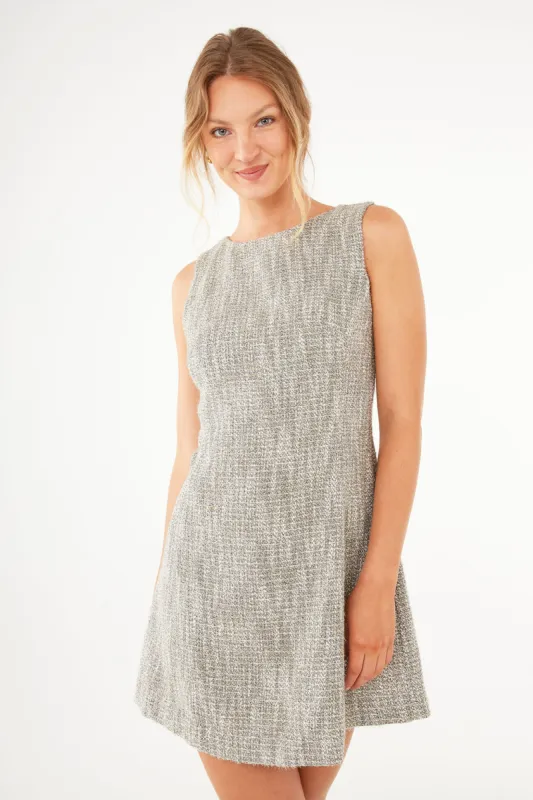 Avery Dress Silver Sparkle Tweed sold by Abbey Glass