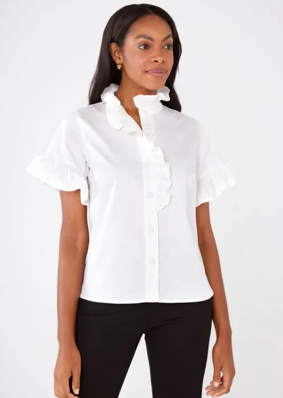 Sadie Top White Cotton Sateen sold by Abbey Glass