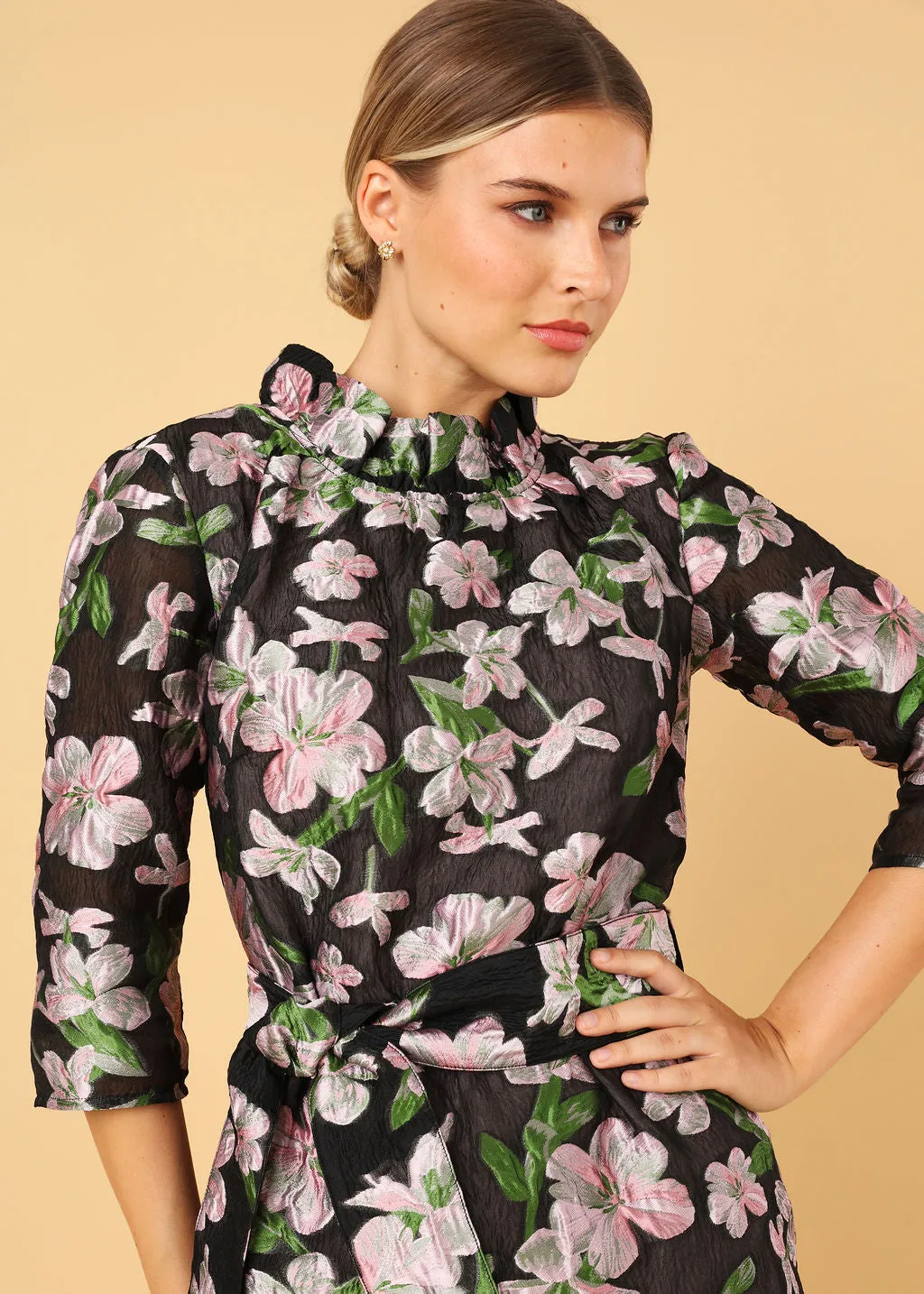 Claudine Dress Black Organza Bloom sold by Abbey Glass product image thumbnail 2