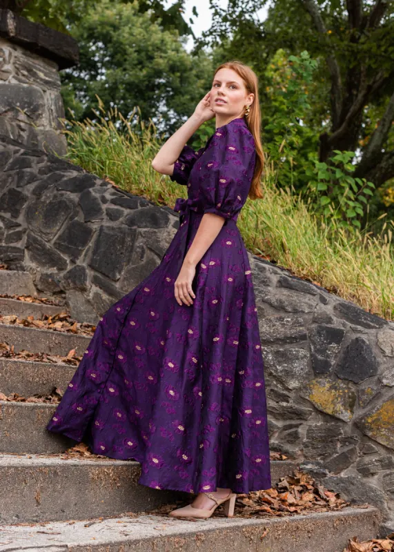 CHARLOTTE COLLARED GOWN PLUM ORGANZA sold by Abbey Glass