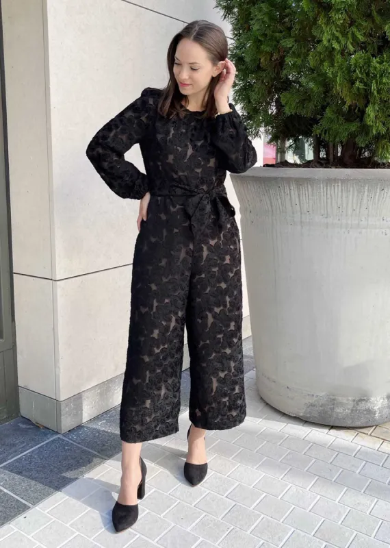 Brie Long-Sleeve Jumpsuit Velvet Floral sold by Abbey Glass