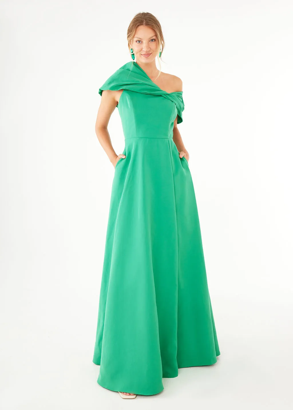 Amelia Gown Kelly Green Faille sold by Abbey Glass