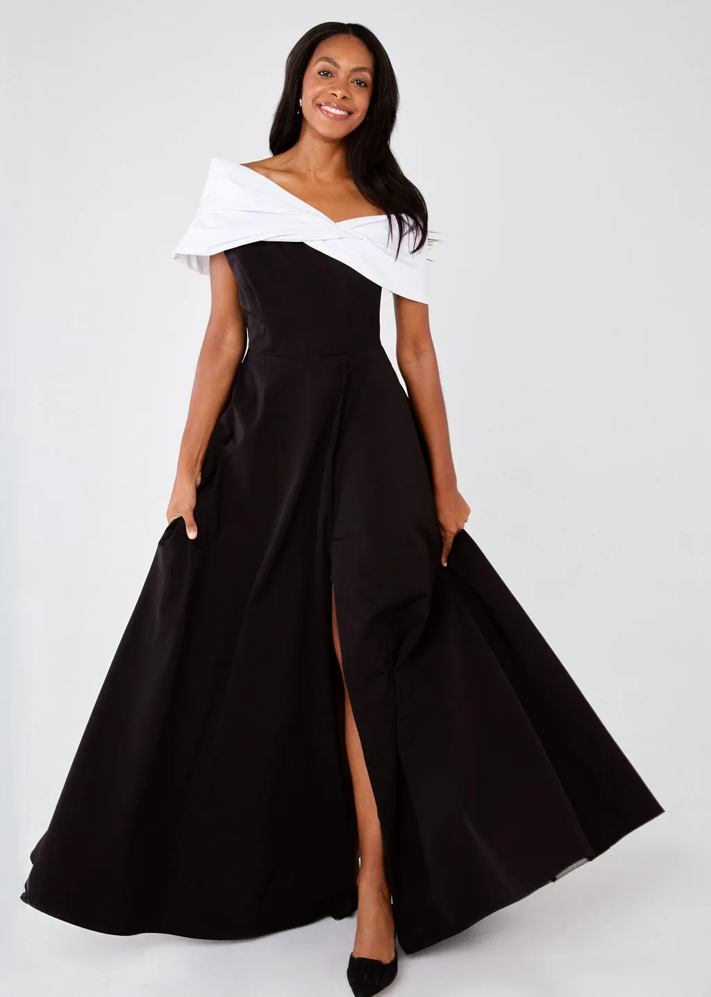 Amelia Gown Black and White Faille sold by Abbey Glass product image thumbnail 3