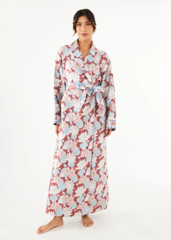 Bridget Robe Red Floral Silhouette Jacquard sold by Abbey Glass