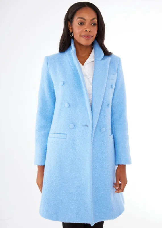 Abigail Coat Light Blue Shearling Boucle sold by Abbey Glass