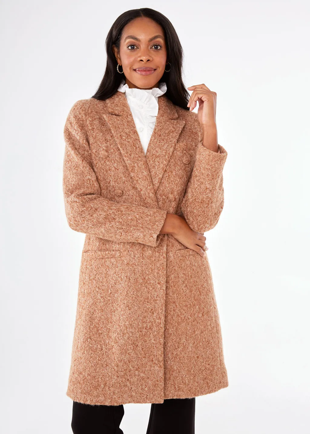 Abigail Coat Camel Shearling Boucle sold by Abbey Glass