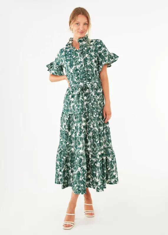 Sadie Maxi Dress Green Hibiscus Jacquard sold by Abbey Glass