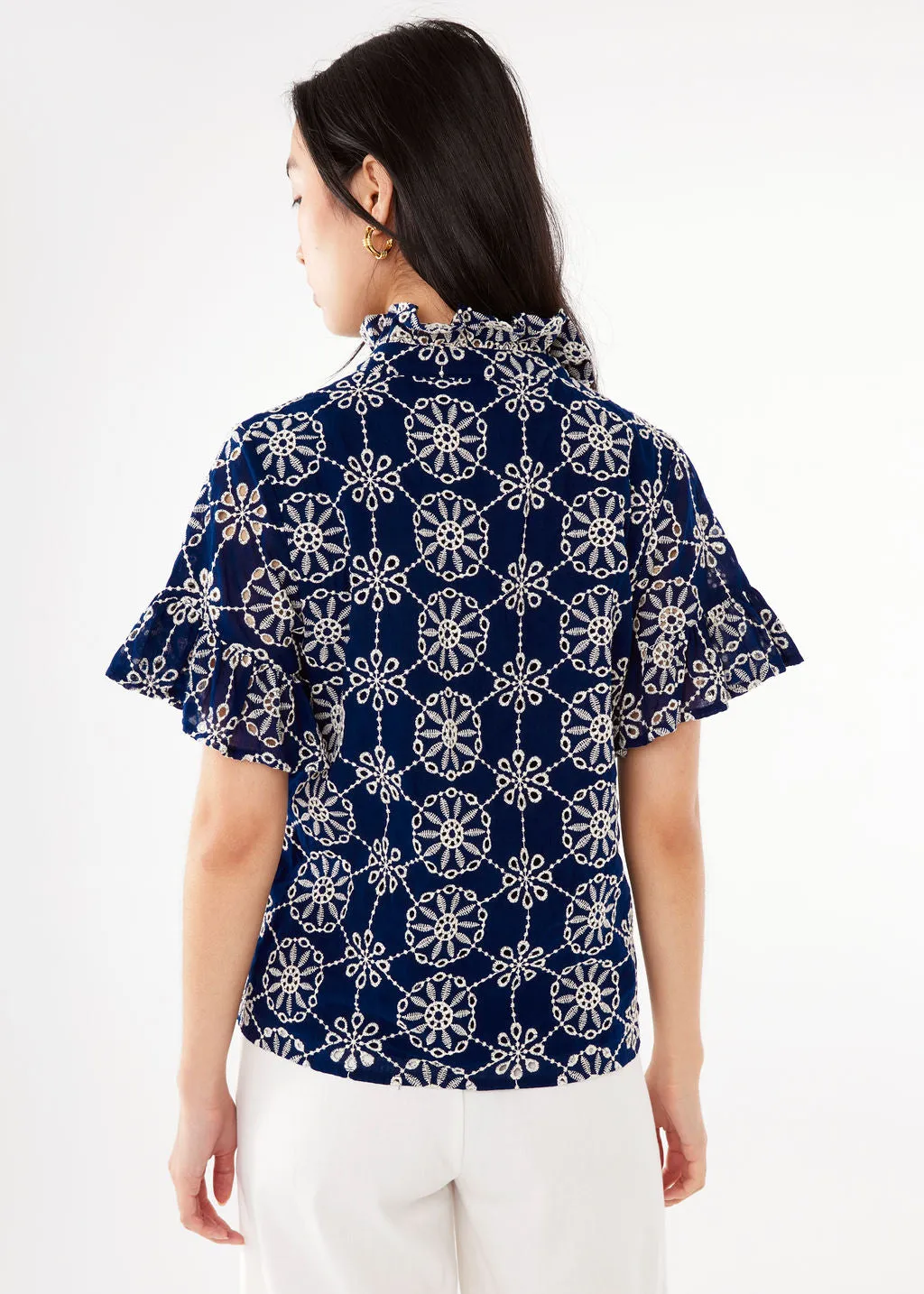Sadie Top Navy Medallion Eyelet sold by Abbey Glass product image thumbnail 3