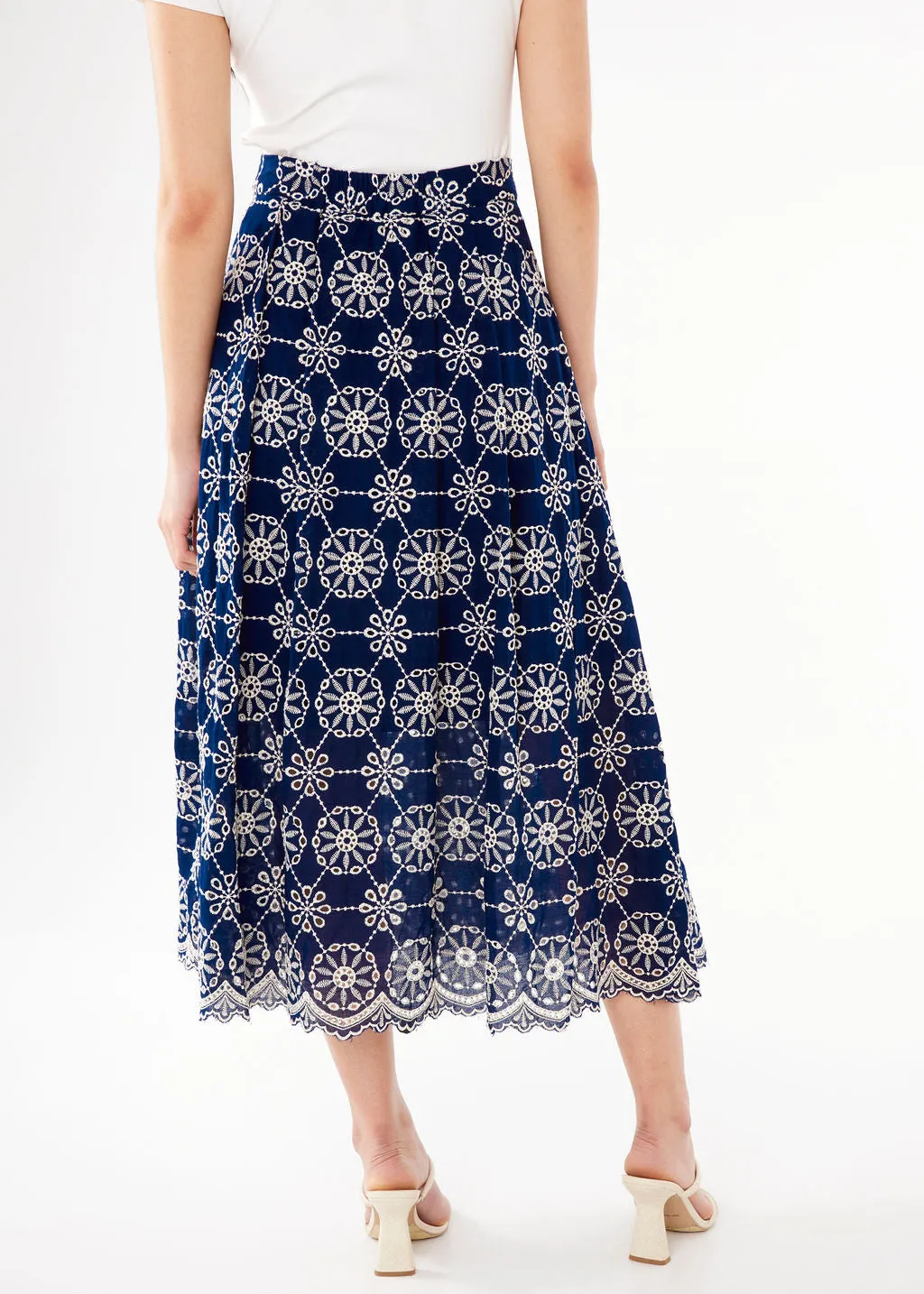 Eden Midi Skirt Navy Medallion Eyelet sold by Abbey Glass product image thumbnail 3