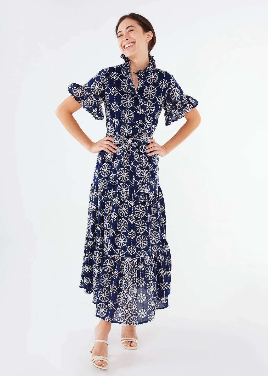 Sadie Maxi Dress Navy Medallion Eyelet sold by Abbey Glass product image thumbnail 3