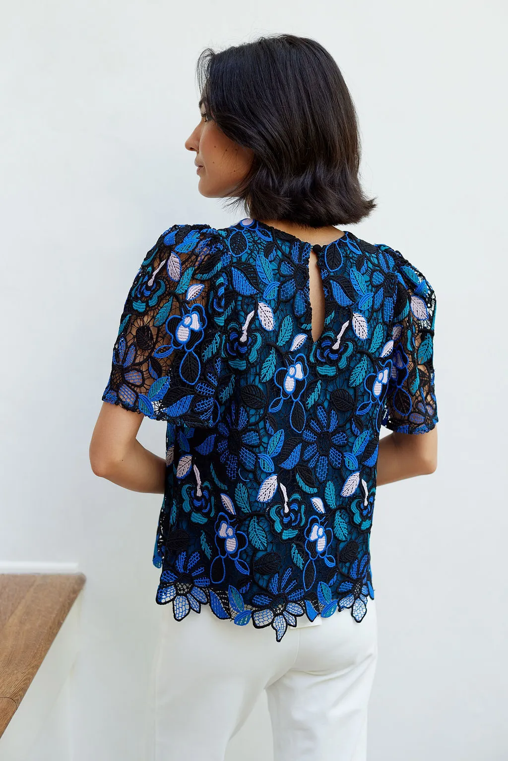 Marty Top Blue Daisy Floral Lace sold by Abbey Glass product image thumbnail 3