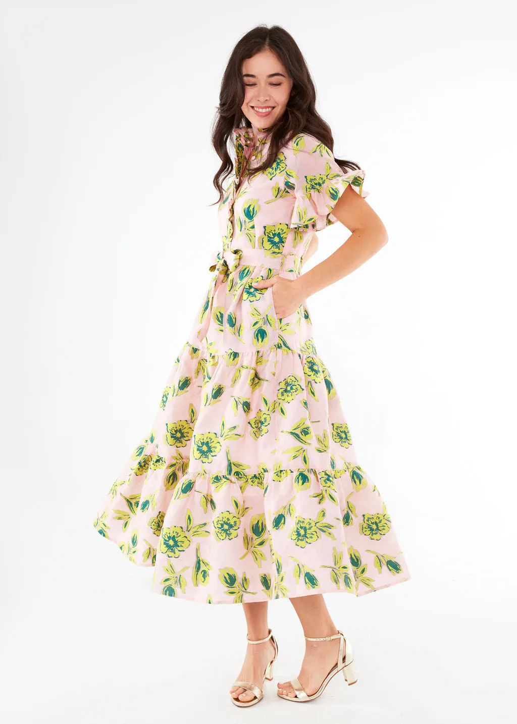 Sadie Maxi Dress Pink Tropical Tulip Jacquard sold by Abbey Glass product image thumbnail 3