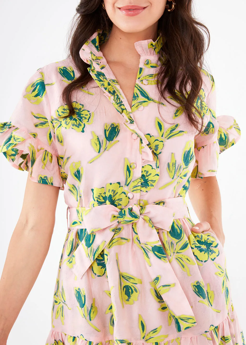 Sadie Maxi Dress Pink Tropical Tulip Jacquard sold by Abbey Glass product image thumbnail 2