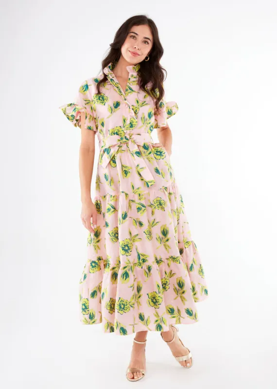 Sadie Maxi Dress Pink Tropical Tulip Jacquard sold by Abbey Glass
