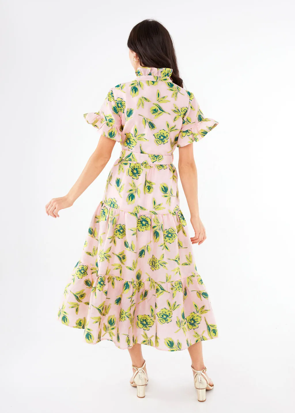 Sadie Maxi Dress Pink Tropical Tulip Jacquard sold by Abbey Glass product image thumbnail 4