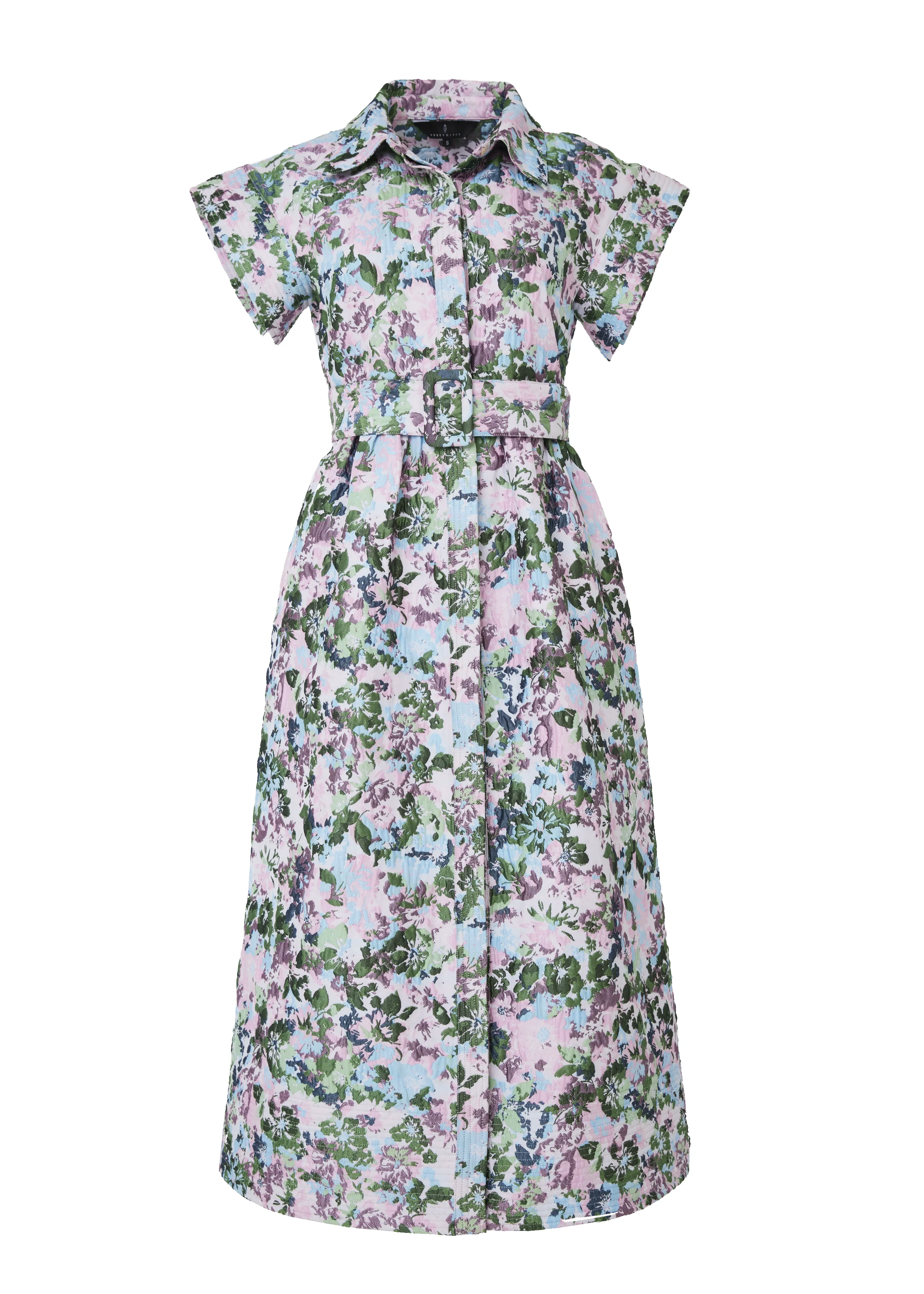 Harper Dress Pink Abstract Floral Jacquard sold by Abbey Glass product image thumbnail 5