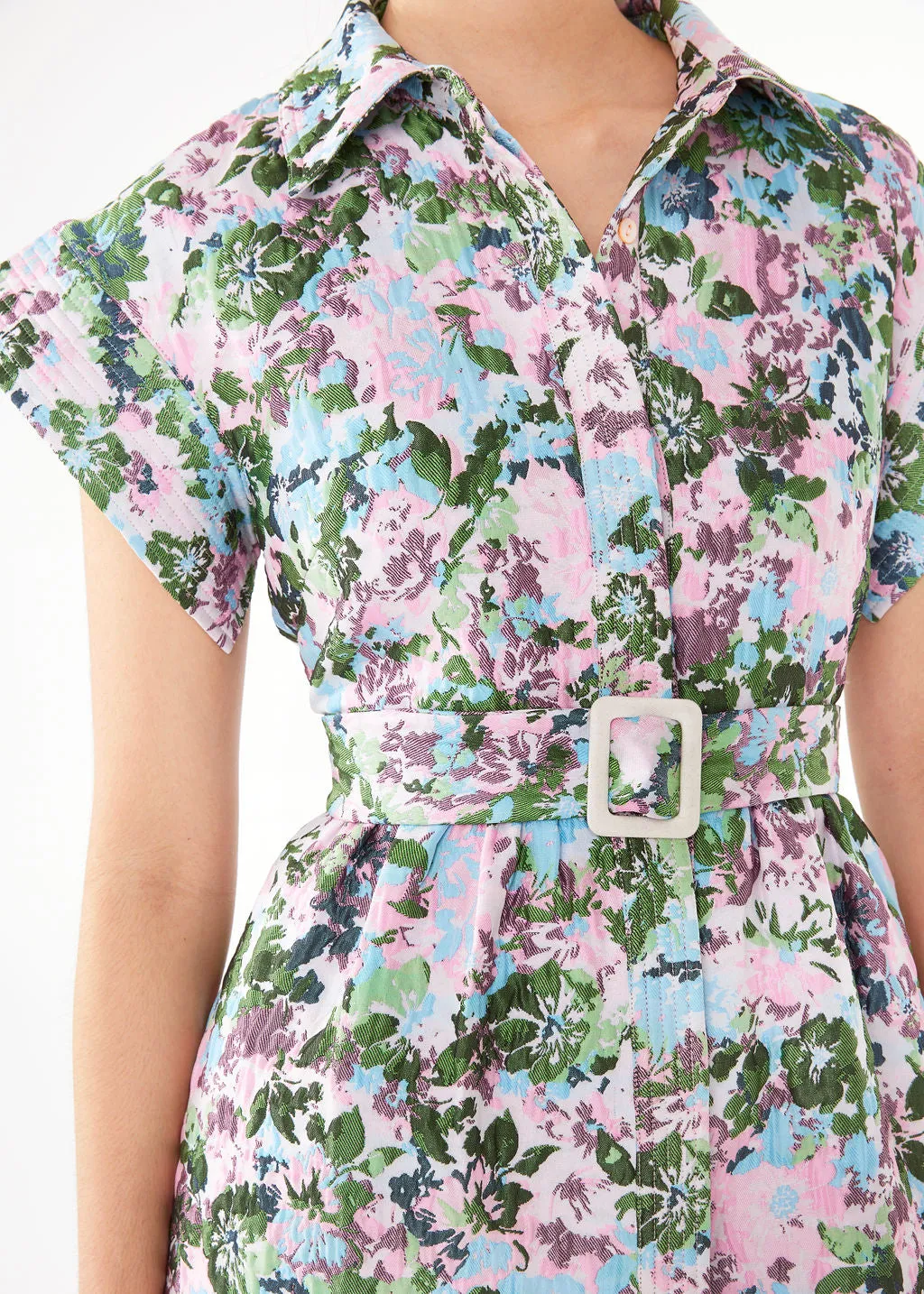 Harper Dress Pink Abstract Floral Jacquard sold by Abbey Glass product image thumbnail 2