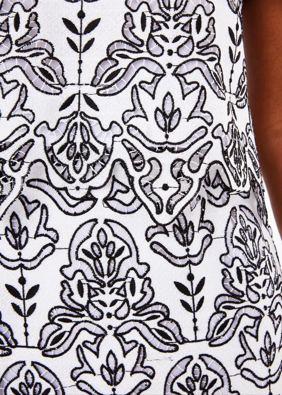 Marty Crop Top Black & White Ironwork Geo Lace sold by Abbey Glass product image thumbnail 4