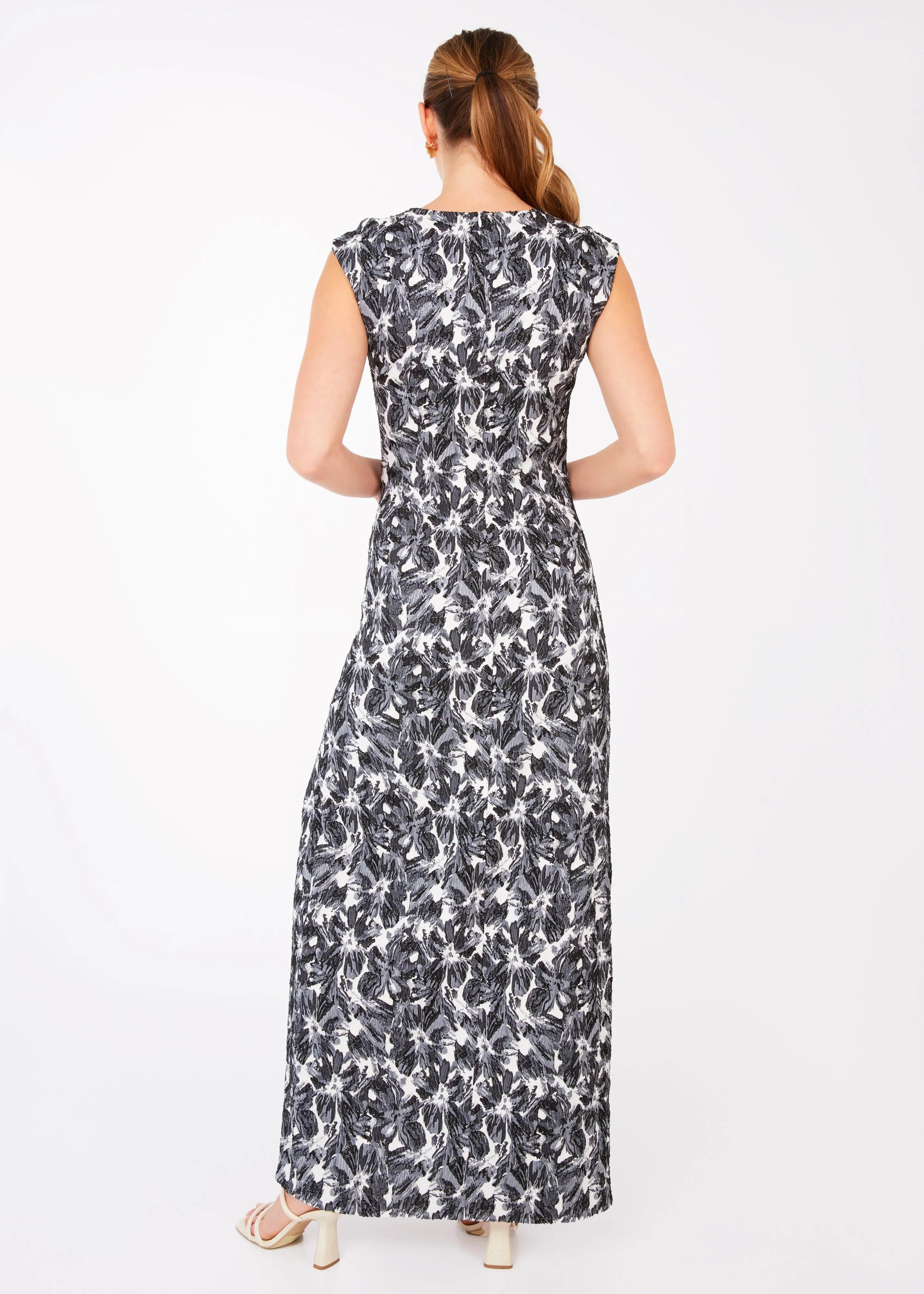 Stefanie Dress Black & White Hibiscus Jacquard sold by Abbey Glass product image thumbnail 5