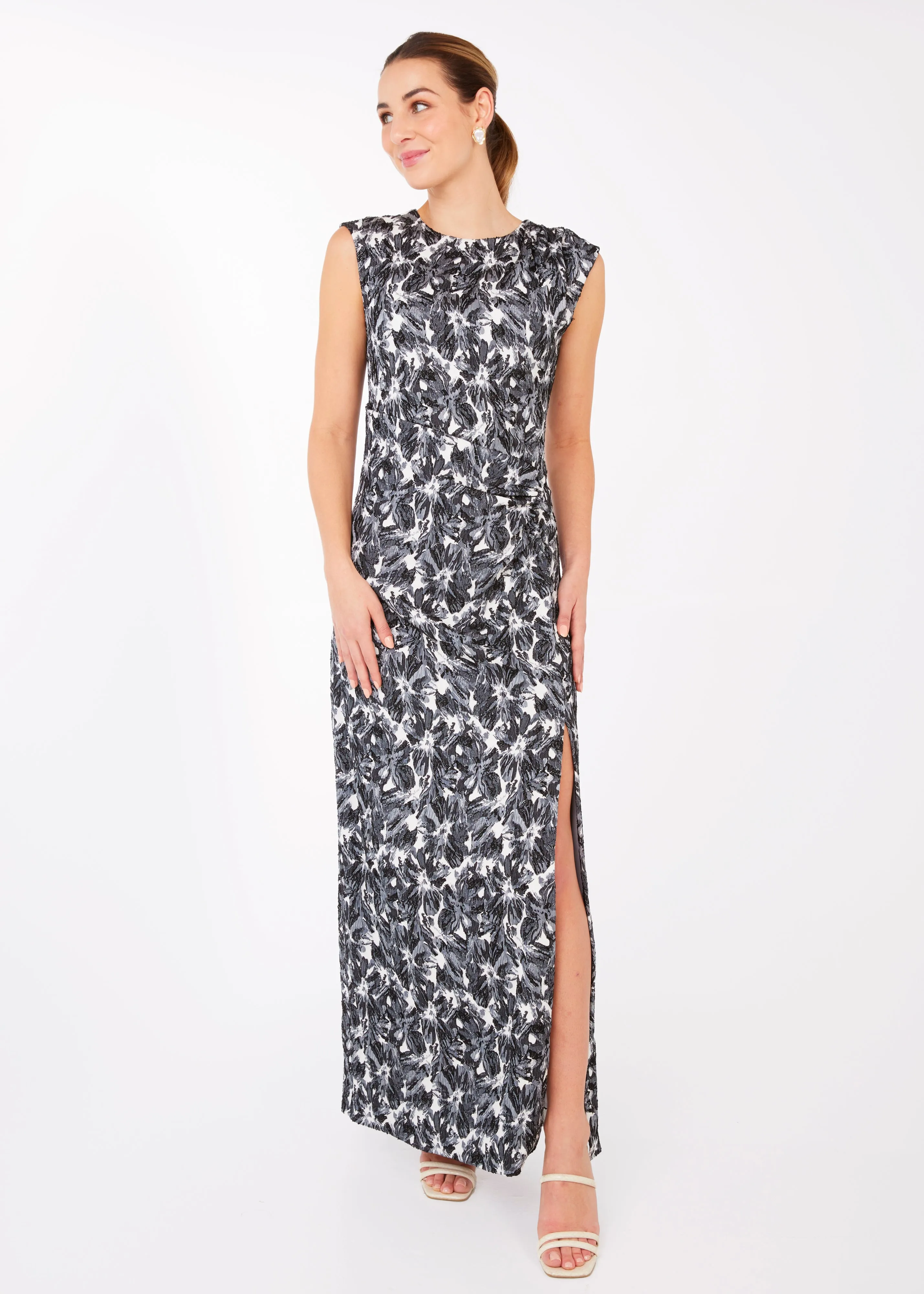 Stefanie Dress Black & White Hibiscus Jacquard sold by Abbey Glass product image thumbnail 3