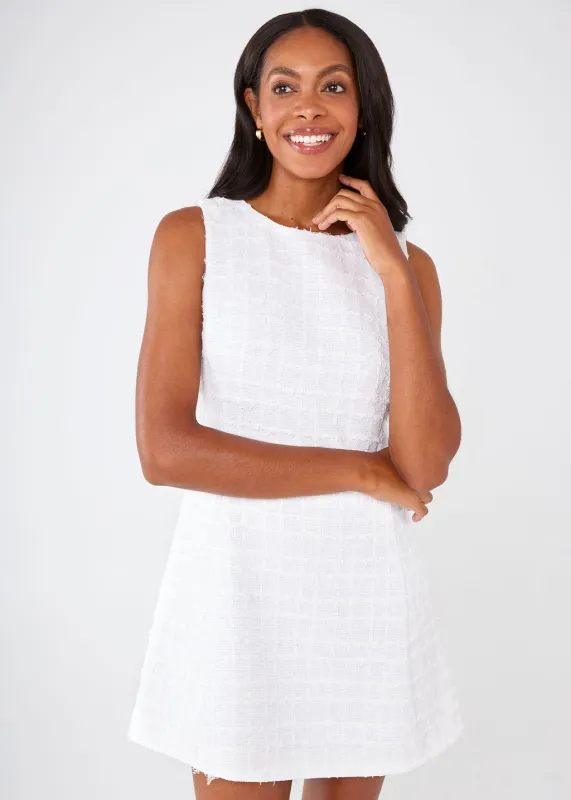 Avery Dress White Checkerboard Tweed sold by Abbey Glass