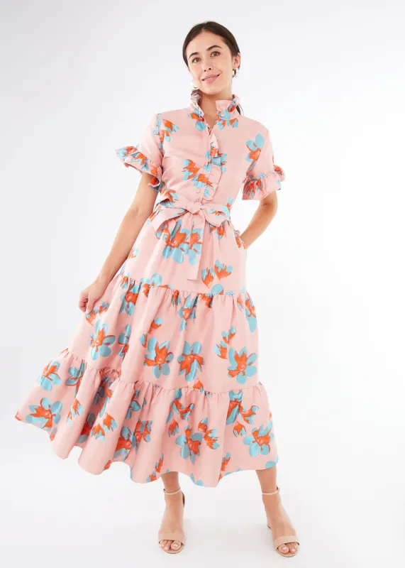 Sadie Maxi Dress Pink Plumeria Jacquard sold by Abbey Glass