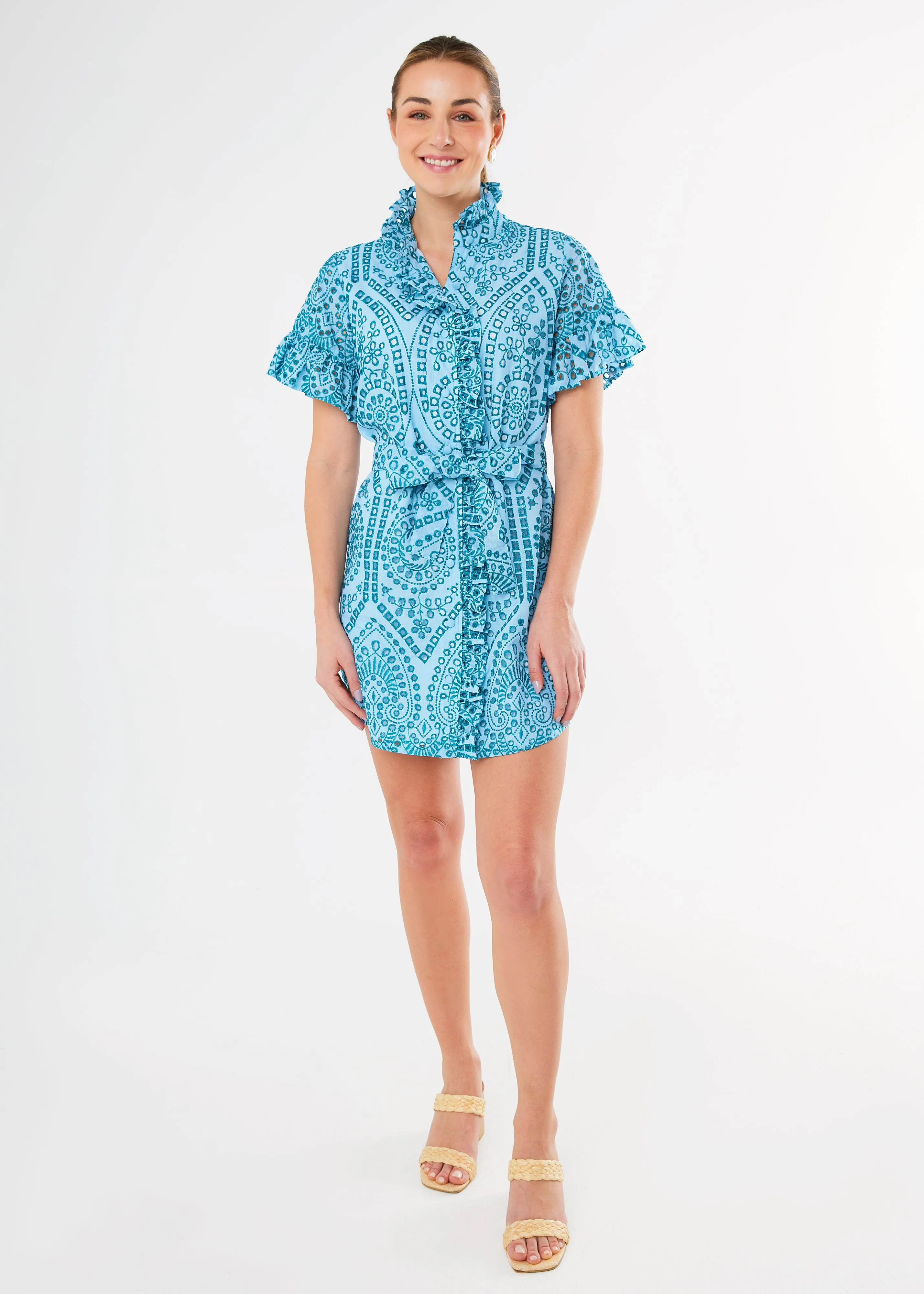 Katie Dress Sky Blue Square Eyelet sold by Abbey Glass product image thumbnail 4