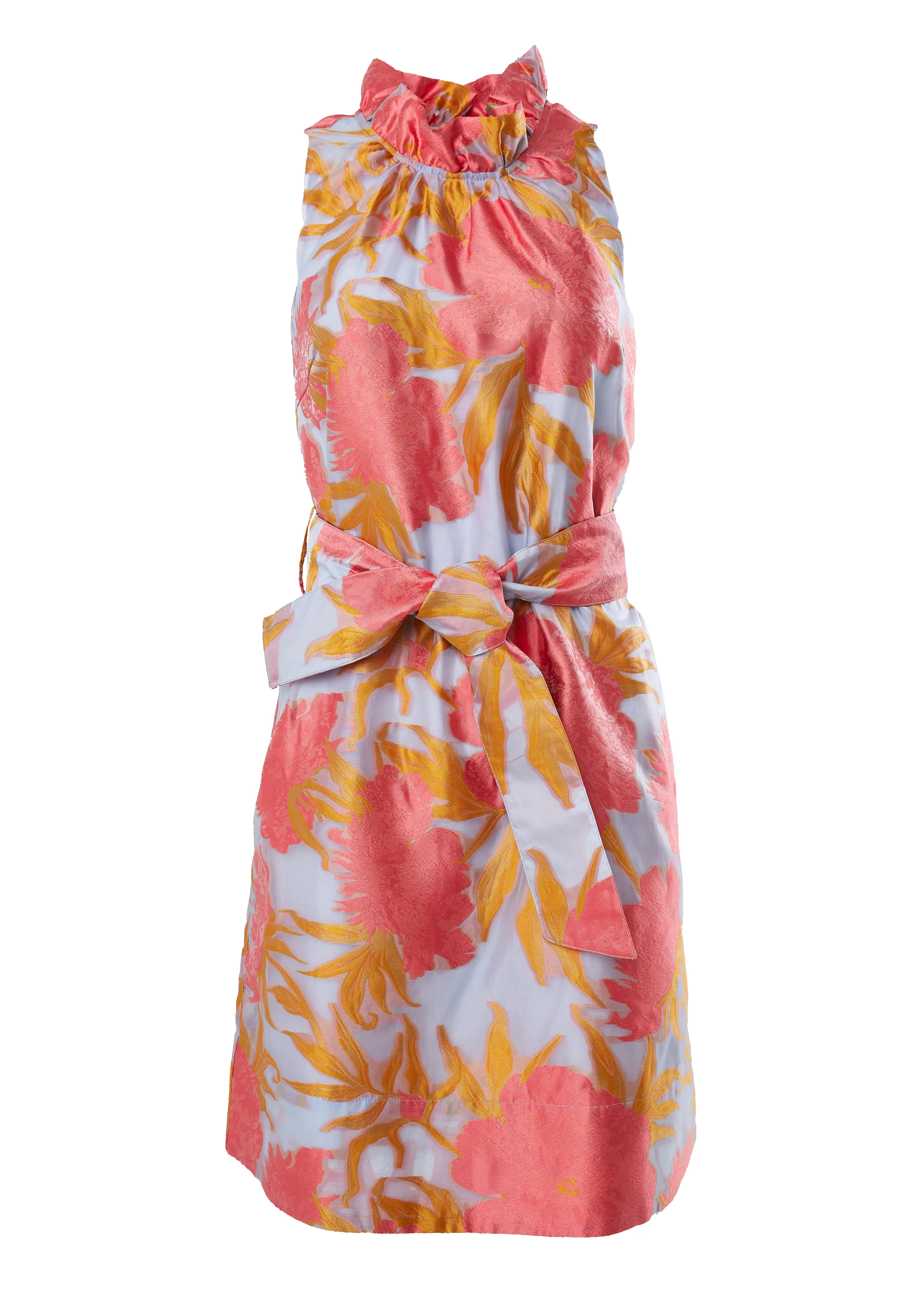 Betty Dress Hot Coral Pansy Vine Organza sold by Abbey Glass product image thumbnail 5