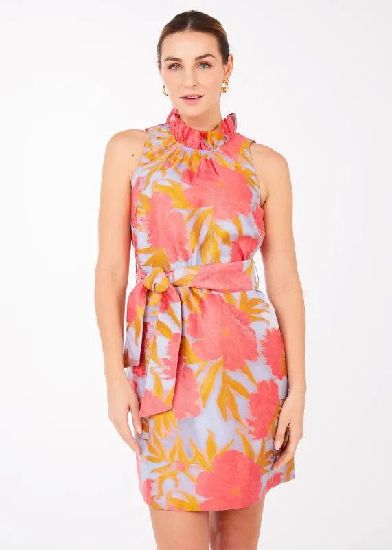 Betty Dress Hot Coral Pansy Vine Organza sold by Abbey Glass