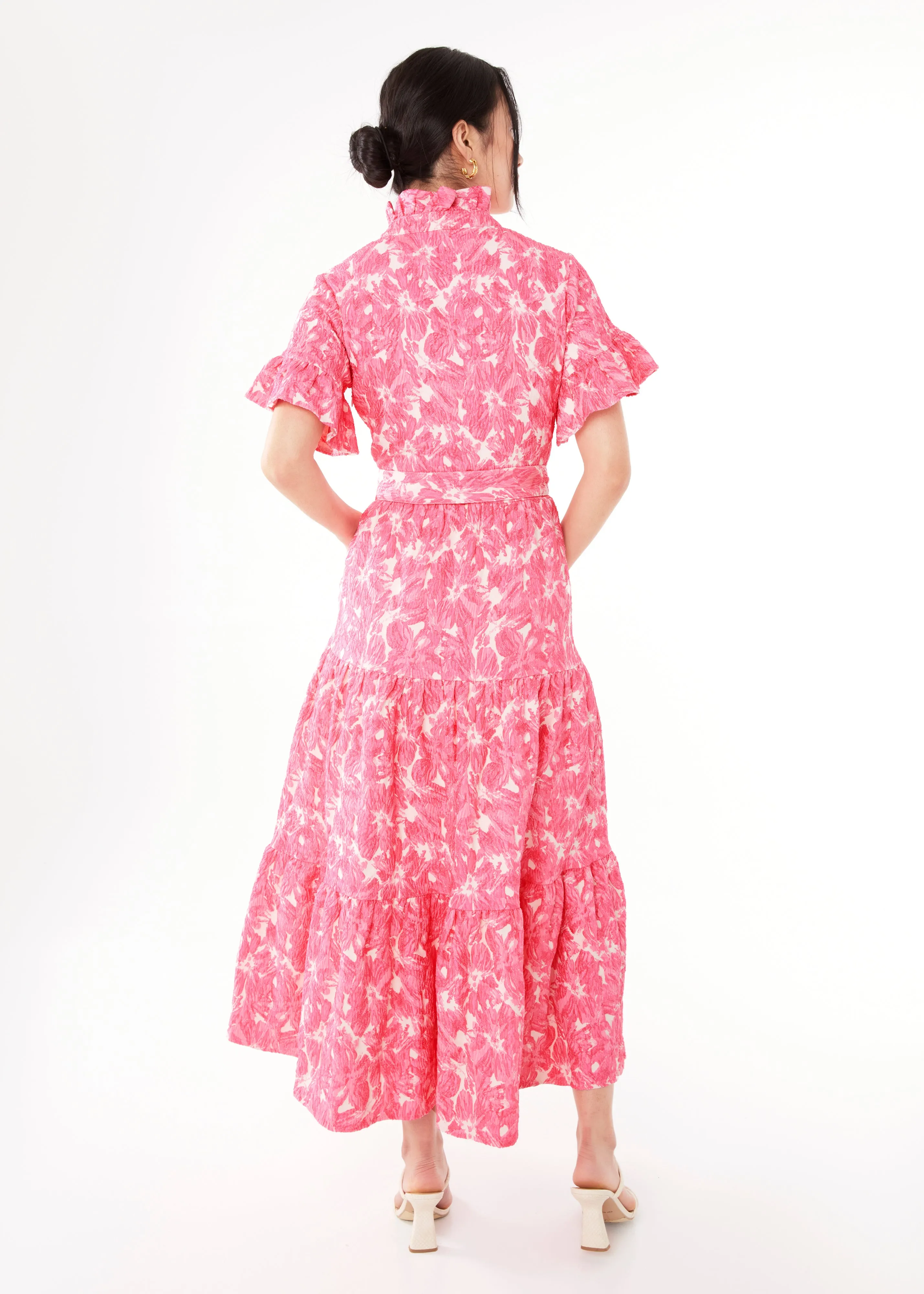 Sadie Maxi Dress Hot Pink Hibiscus Jacquard sold by Abbey Glass product image thumbnail 4