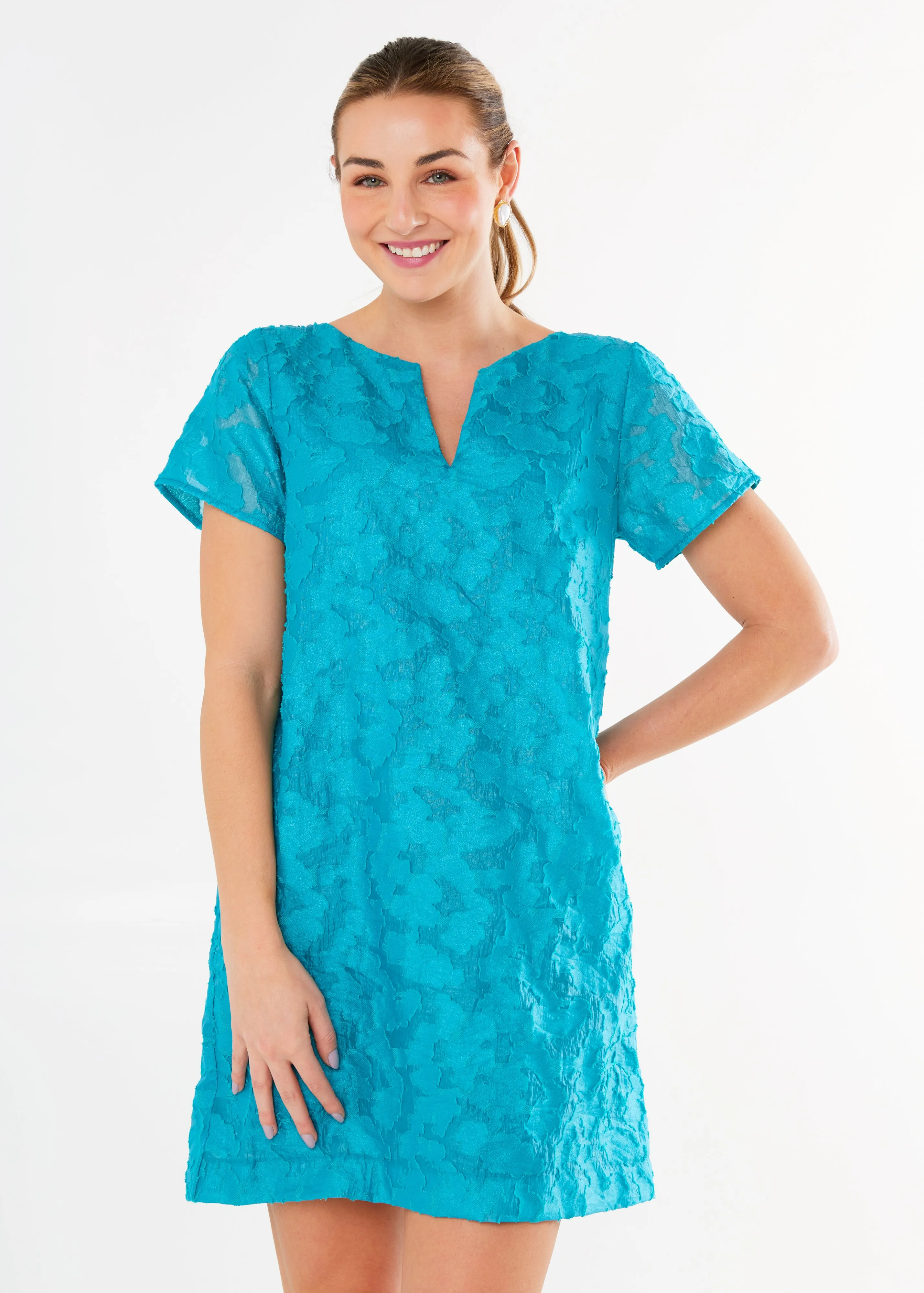 Lulu Dress Turquoise Cloud Organza sold by Abbey Glass