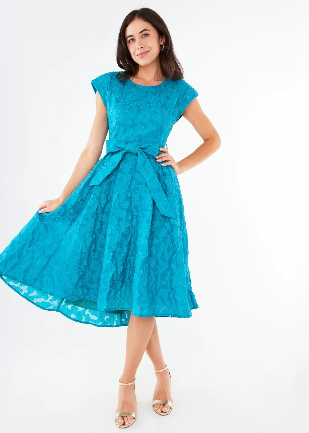 Olivia Dress Turquoise Cloud Organza sold by Abbey Glass product image thumbnail 3