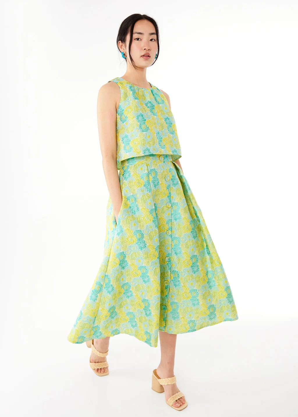 Ava Top Green Sunflower Jacquard sold by Abbey Glass product image thumbnail 3