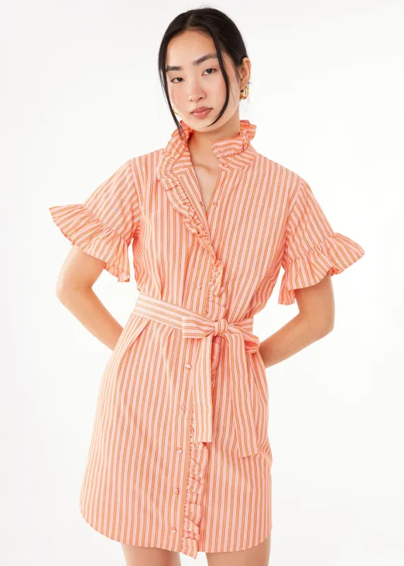 Katie Dress Orange Stripe Cotton sold by Abbey Glass
