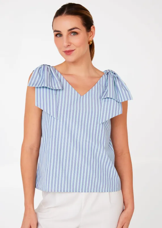 Meredith Top Periwinkle Stripe Cotton sold by Abbey Glass