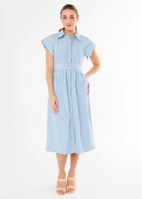 Harper Dress Periwinkle Stripe Cotton sold by Abbey Glass