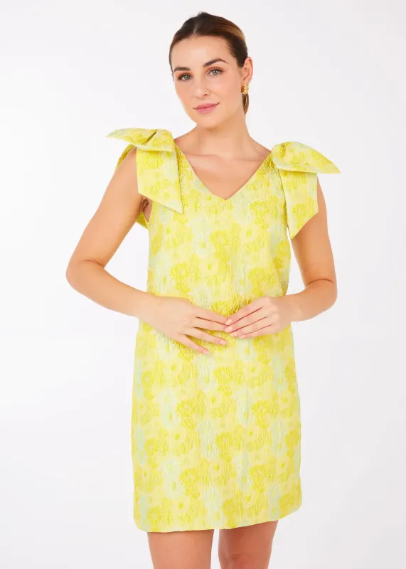 Meredith Dress Yellow Sunflower Jacquard sold by Abbey Glass