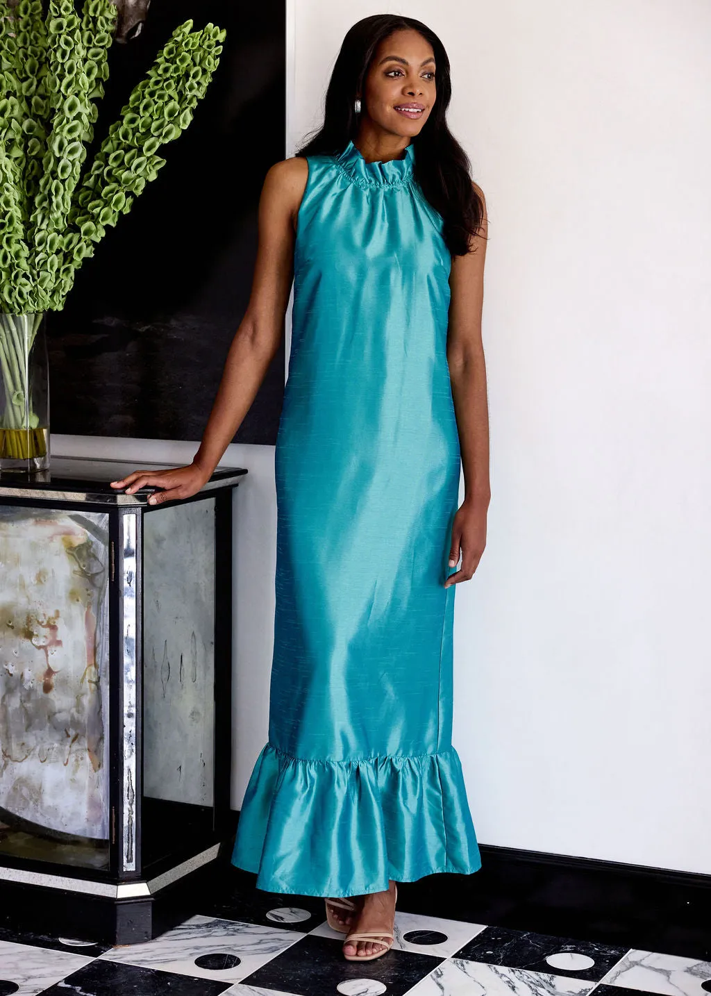 Camille Gown Teal Dupioni sold by Abbey Glass product image thumbnail 5