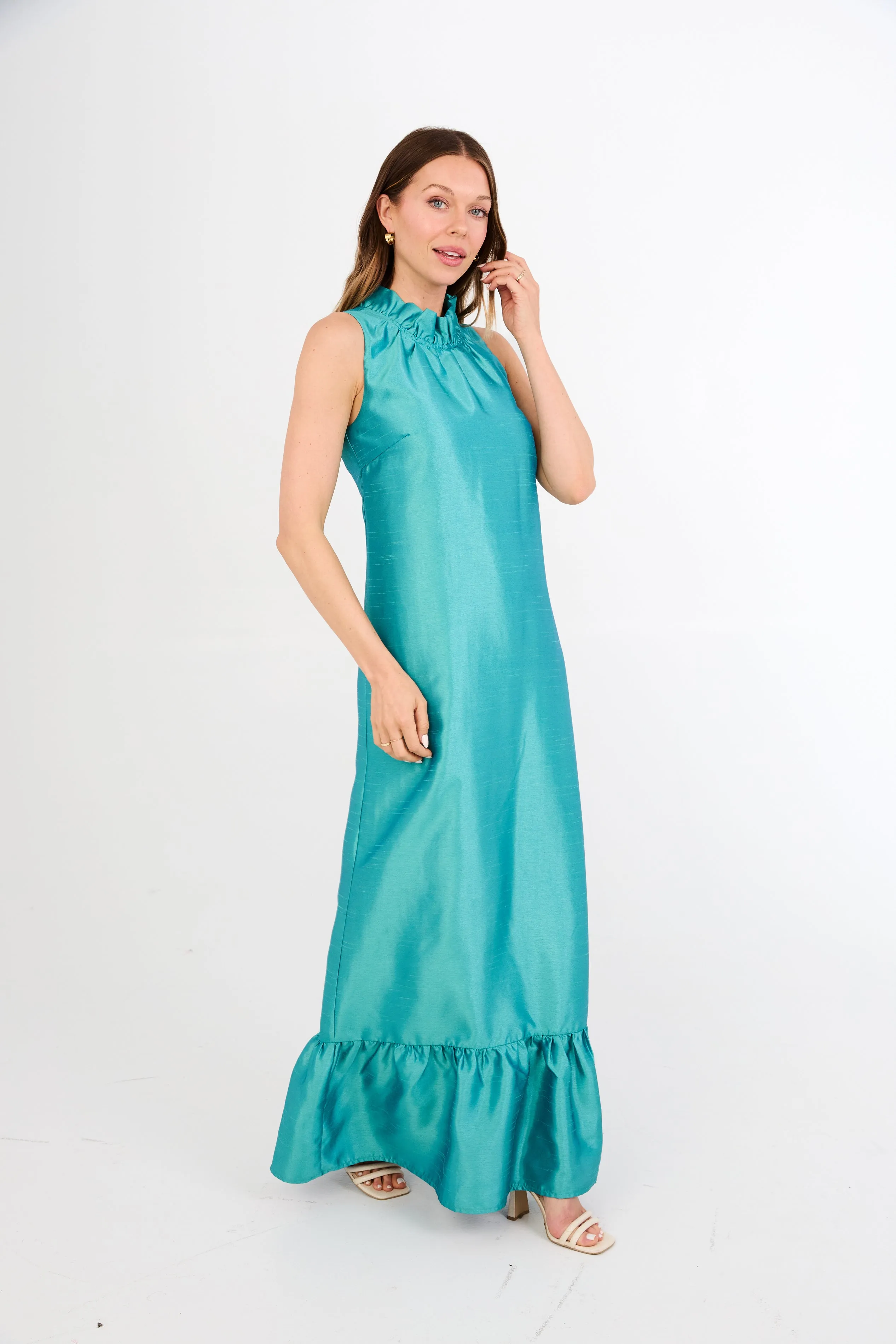 Camille Gown Teal Dupioni sold by Abbey Glass product image thumbnail 3