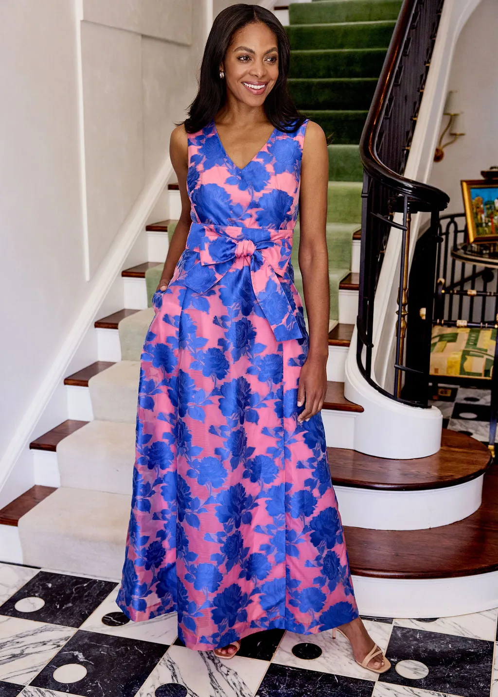 Arden Gown Pink and Blue Tea Rose Organza sold by Abbey Glass product image thumbnail 5