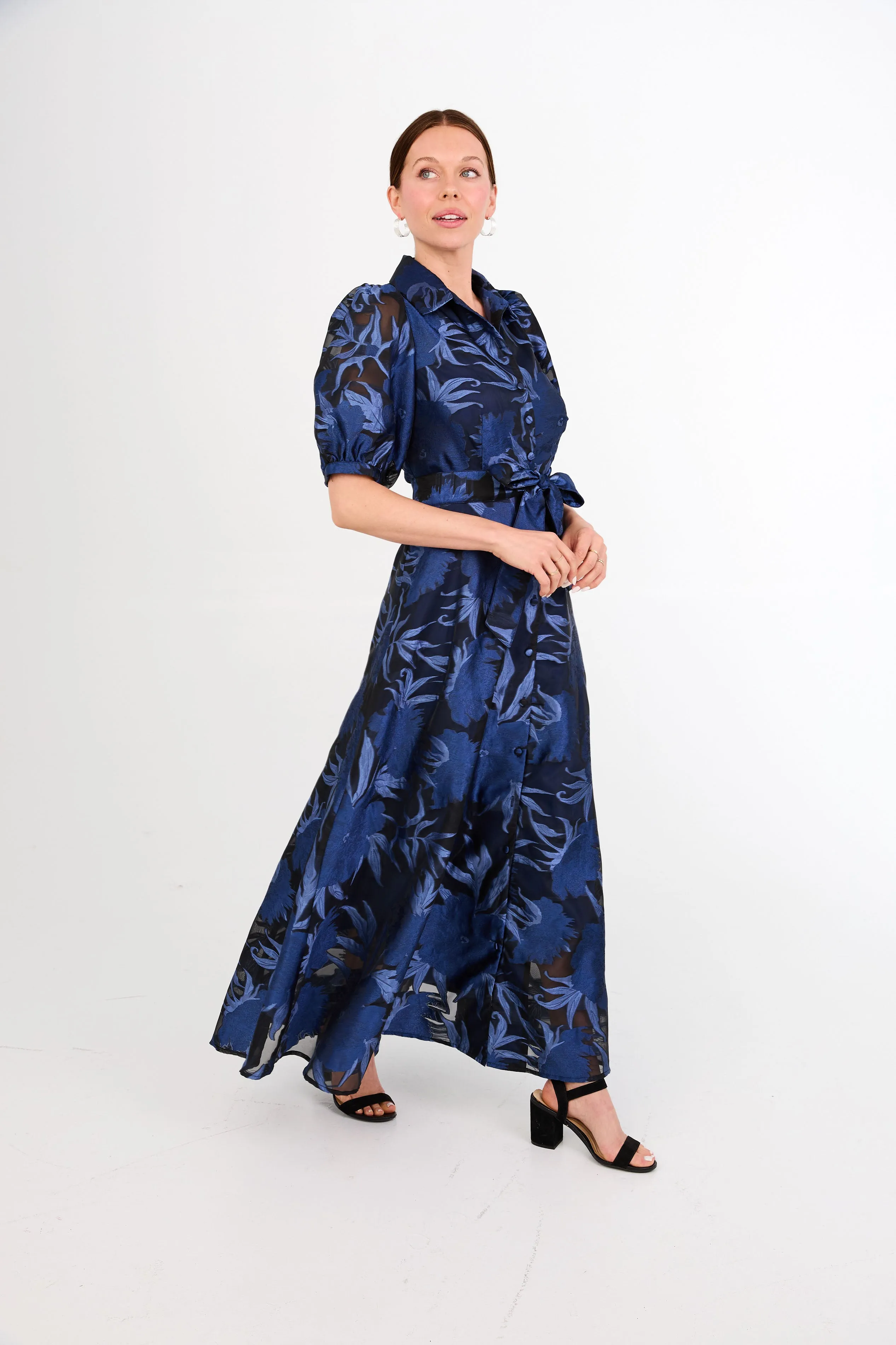 Charlotte Gown Royal Blue Pansy Vine Organza sold by Abbey Glass product image thumbnail 3