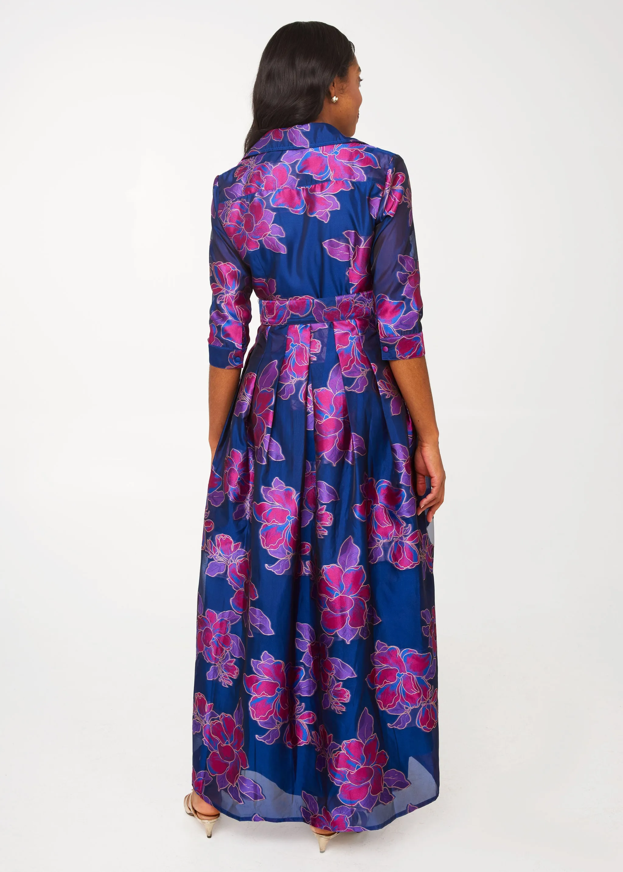 Cecilia Gown Fuchsia Navy Peony Organza sold by Abbey Glass product image thumbnail 4