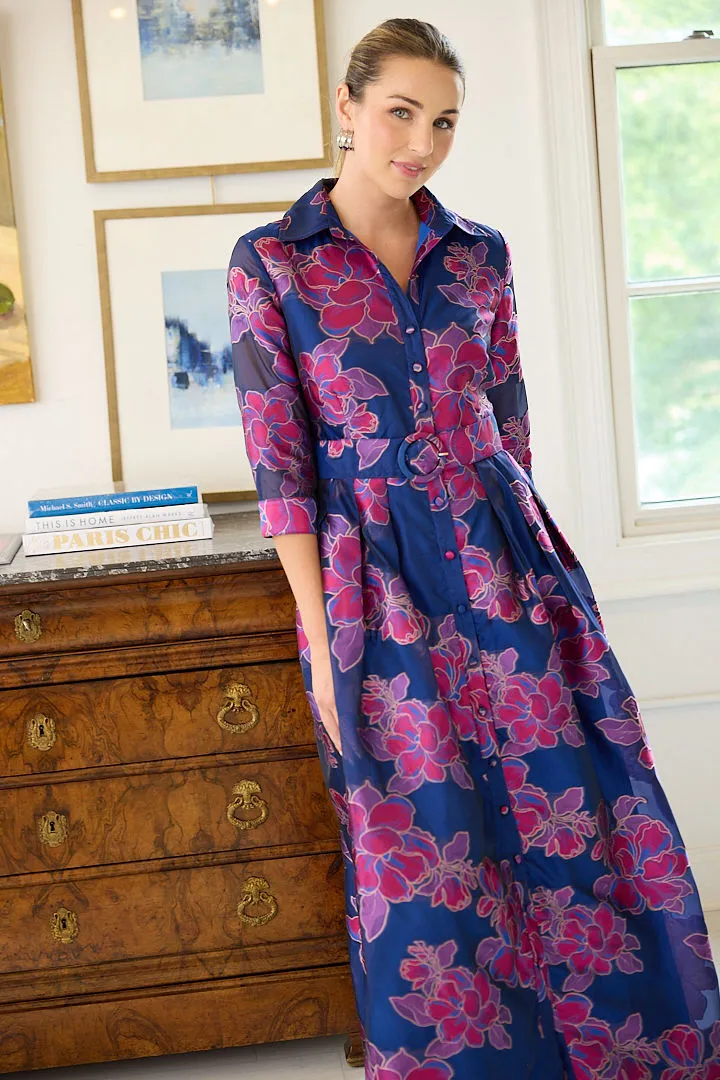 Cecilia Gown Fuchsia Navy Peony Organza sold by Abbey Glass product image thumbnail 5