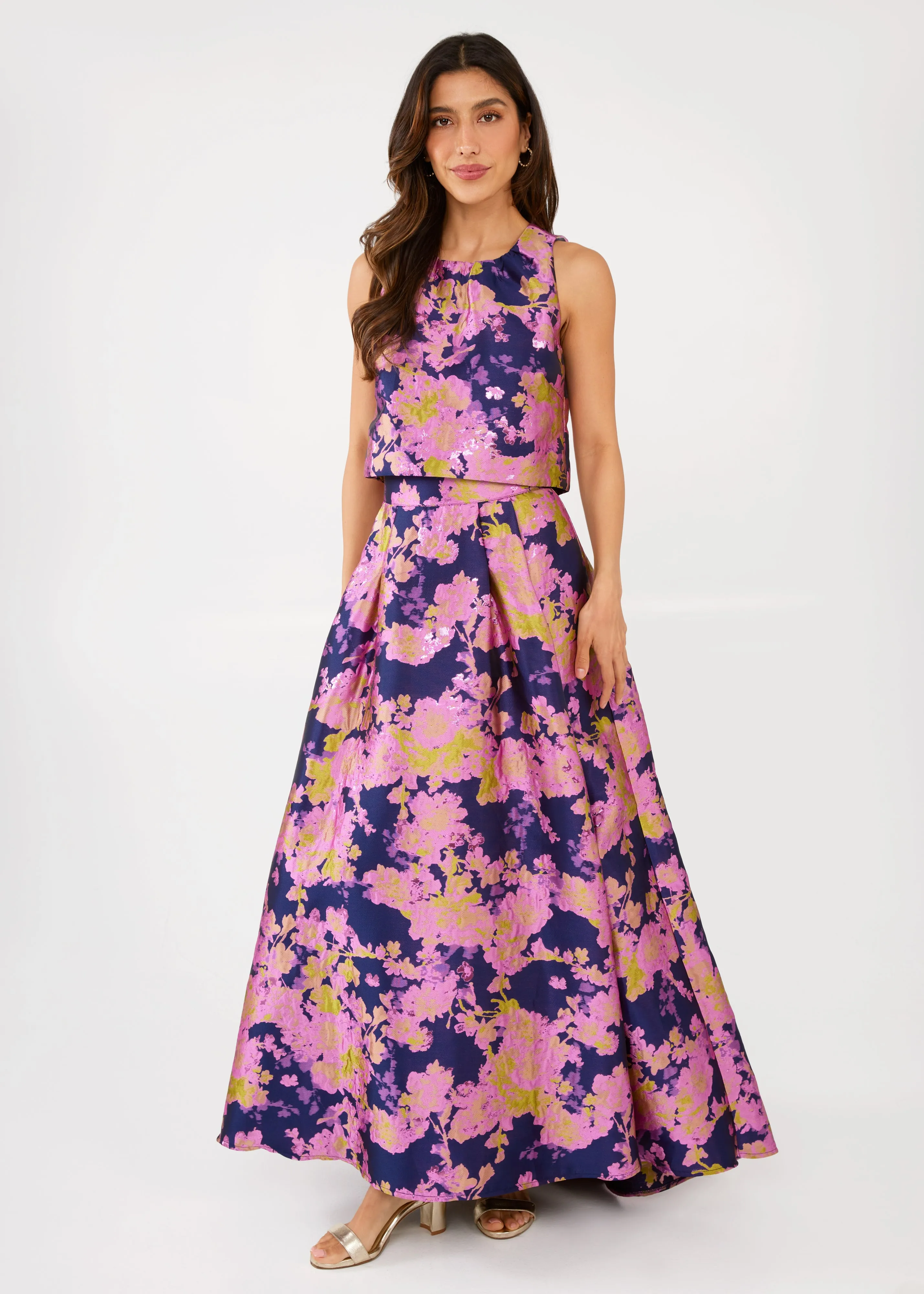 Ava Top Navy Abstract Brocade sold by Abbey Glass product image thumbnail 2