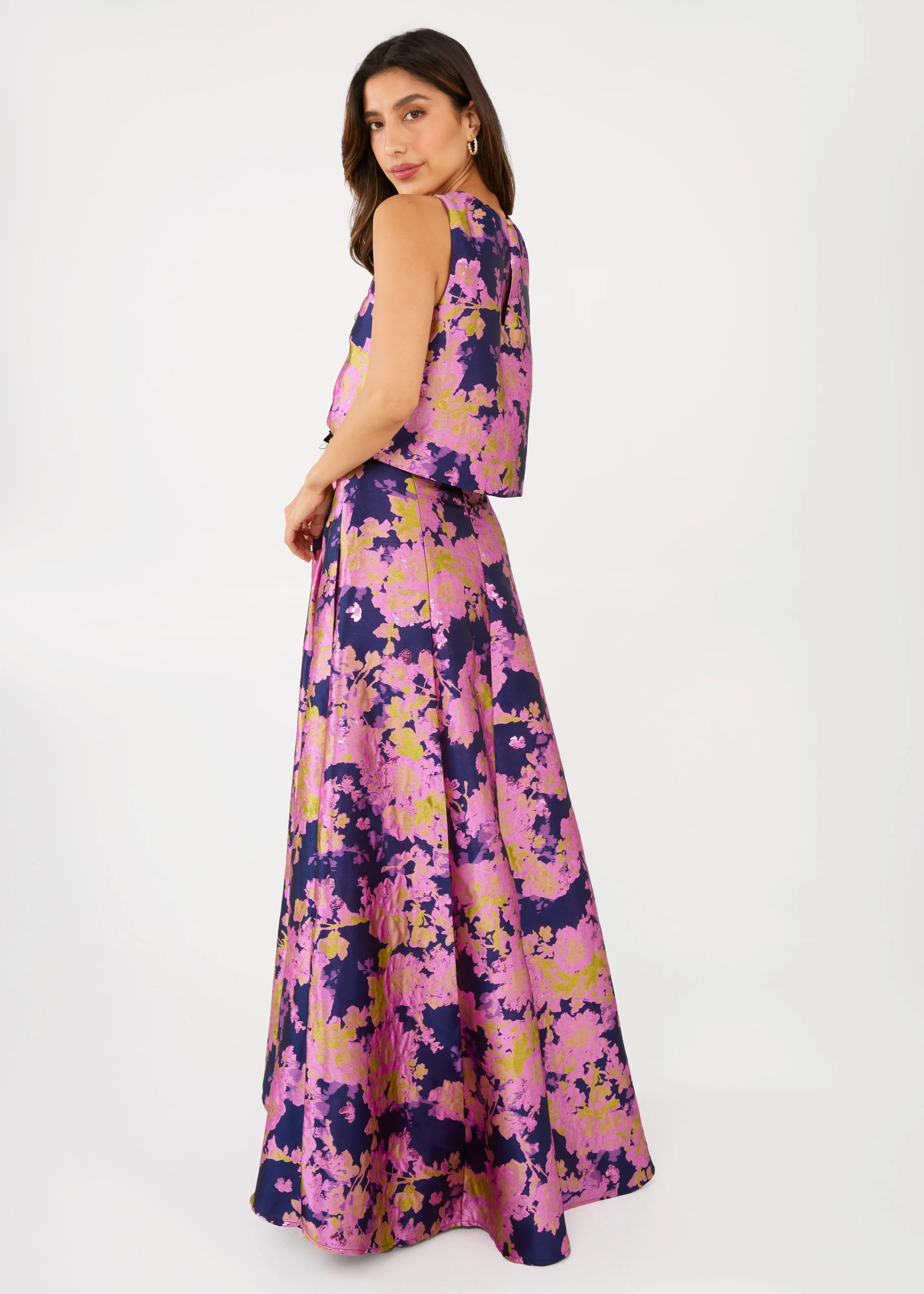 Ava Top Navy Abstract Brocade sold by Abbey Glass product image thumbnail 4