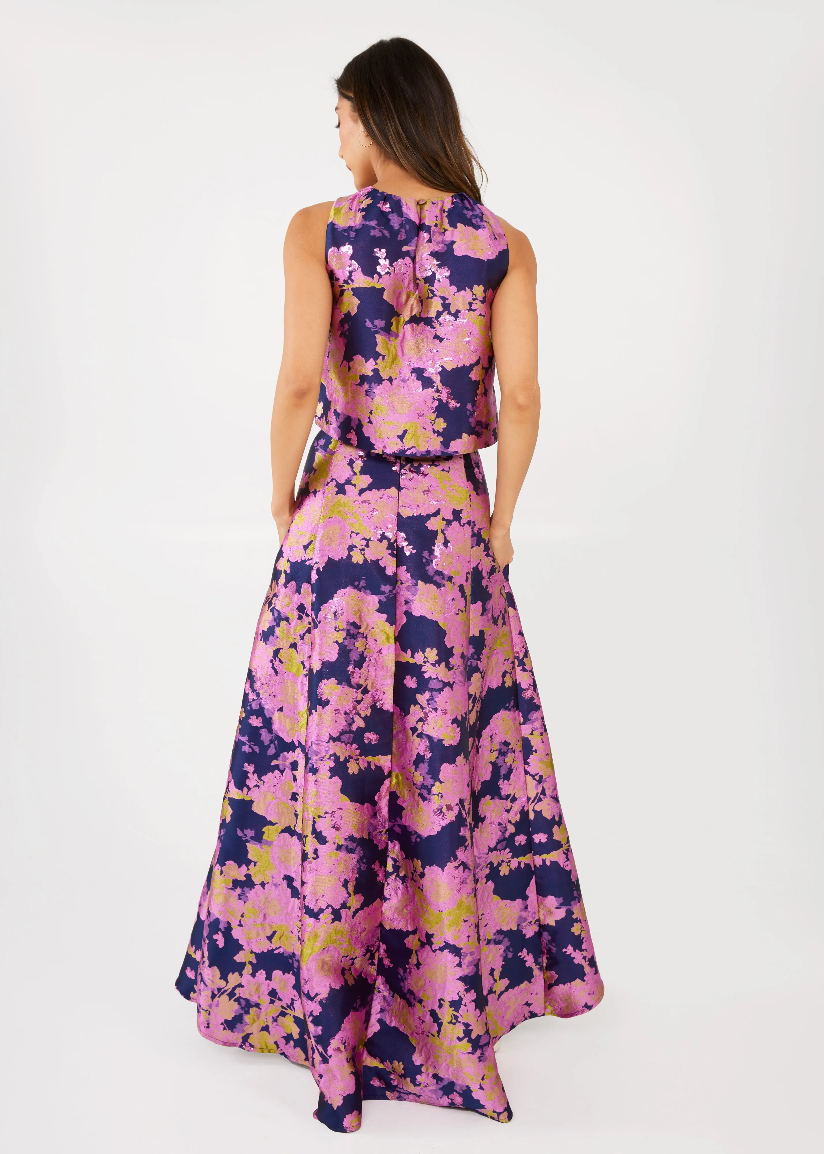 Ava Top Navy Abstract Brocade sold by Abbey Glass product image thumbnail 5