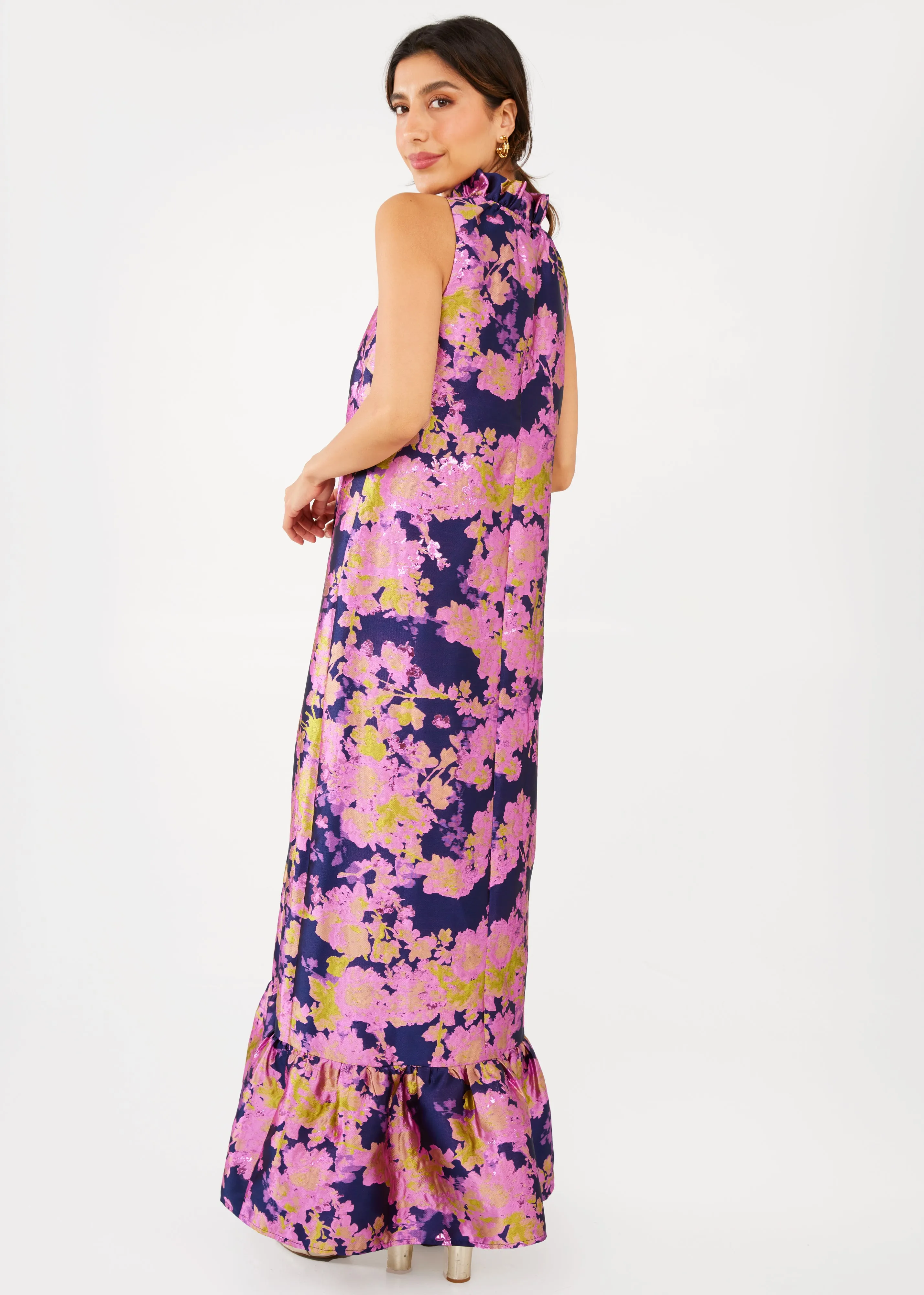 Camille Gown Navy Abstract Brocade sold by Abbey Glass product image thumbnail 4