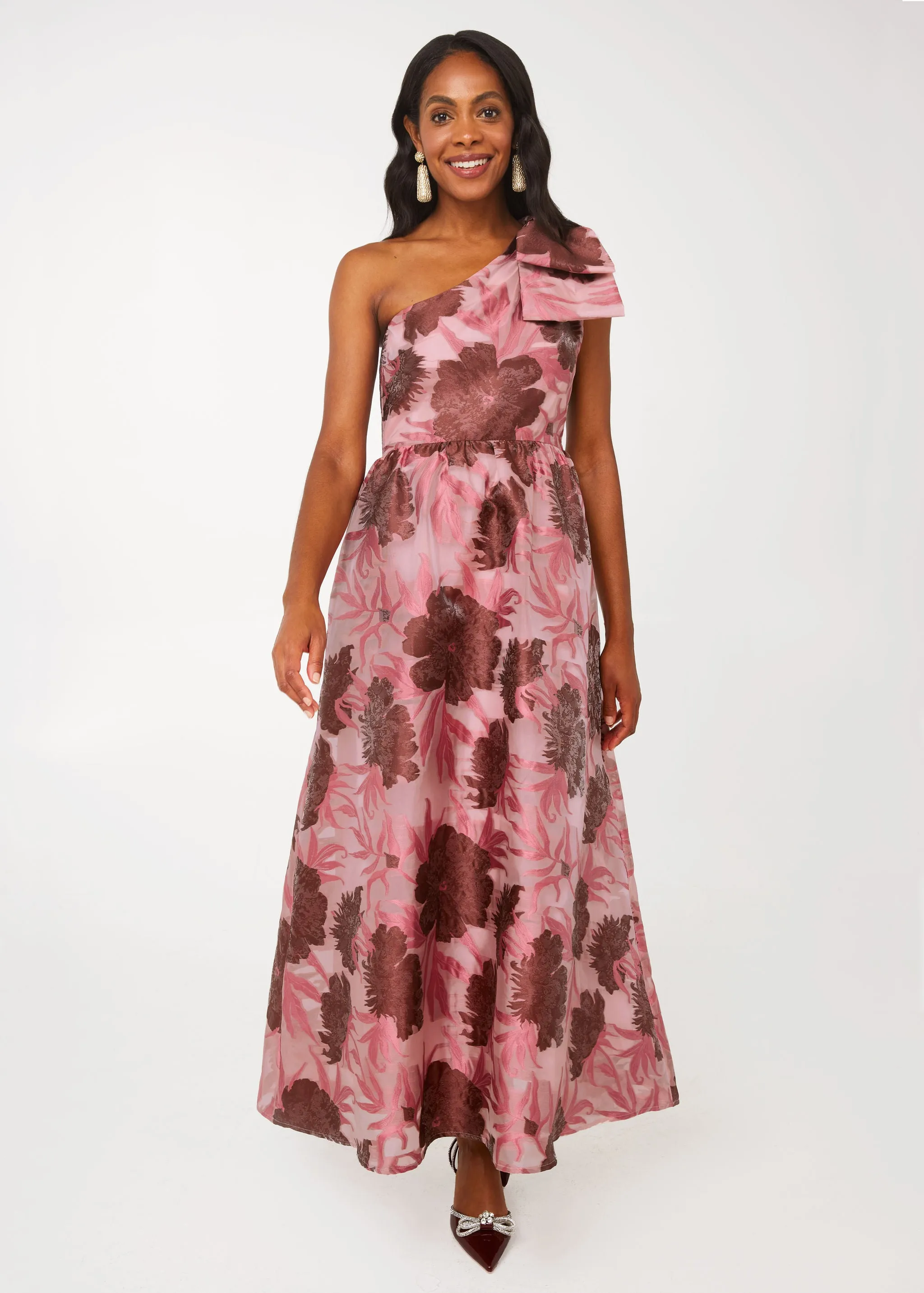 Caroline Gown Blush Pansy Vine Organza sold by Abbey Glass product image thumbnail 3